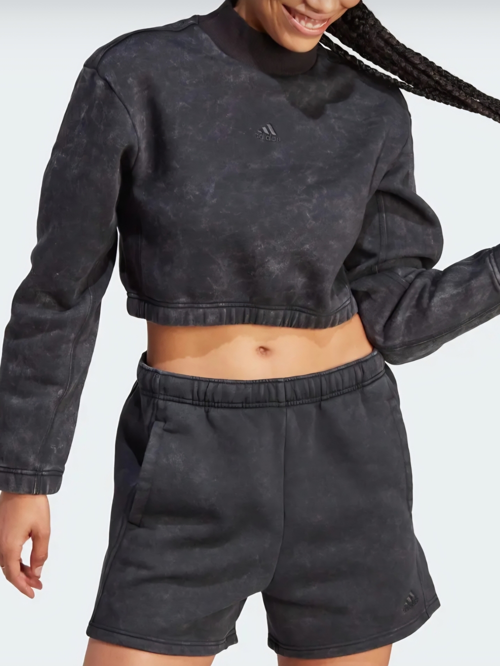 adidas Women’s Black Washed Cropped Sweatshirt